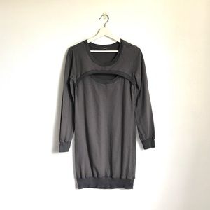Monrow Gray Cutout Loungewear Long Sleeve Sweatshirt Dress Size Medium
